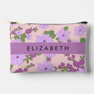 Lila Blumen, Muster von Blume, Ihr Name Zubehörtasche
