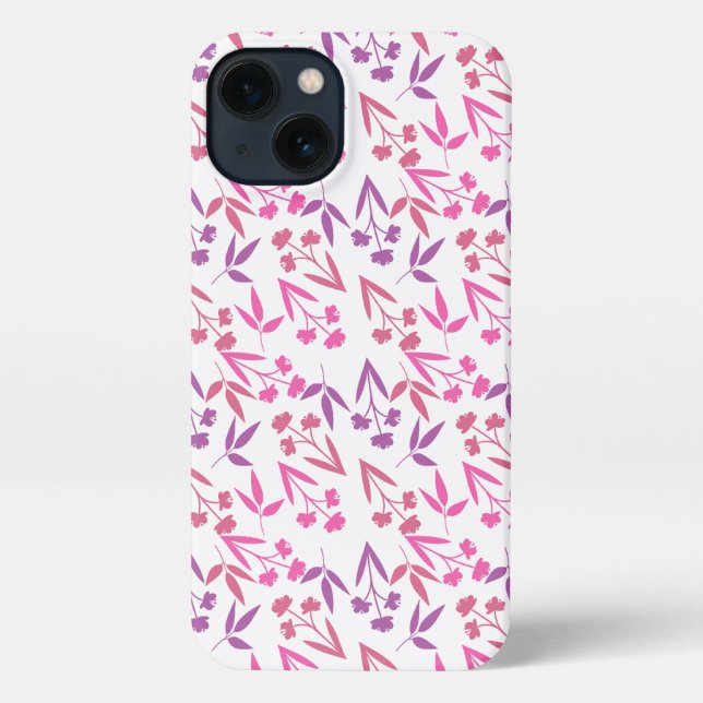 Lila Blumen Nahtloses Muster - Elegante Blüte D iPhone Hülle (Rückseite)