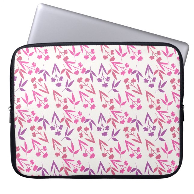 Lila Blumen Nahtloses Muster - Elegante Blüte D Laptopschutzhülle (Vorderseite)