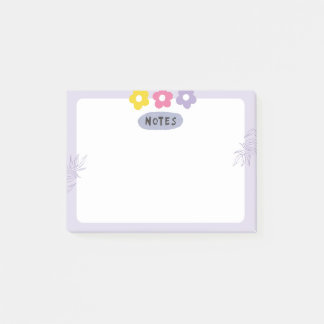 Lila Blumen-Notizzettel Post-it Klebezettel