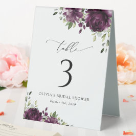Lila Blumen, Pflaumen, Blume, Boho, Tischnummern Tischaufsteller