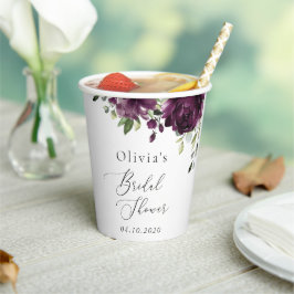 Lila Blumen, Pflaumenblumen, Boho, Brautparty Pappbecher