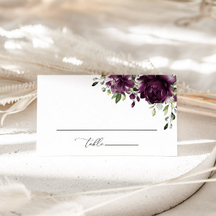 Lila Blumen, Pflaumenblüten, Boho, Brautparty Platzkarte