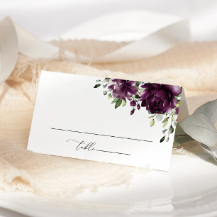 Lila Blumen, Pflaumenblüten, Boho, Brautparty Platzkarte