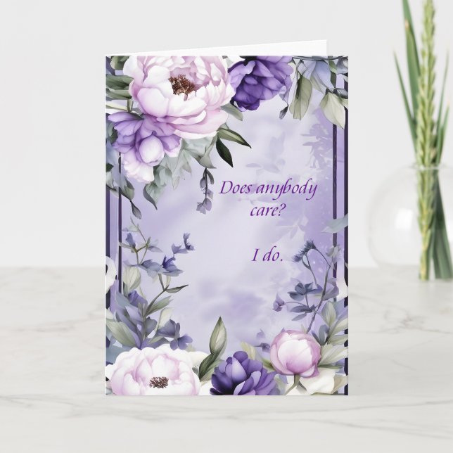 Lila Blumen Pflege Karte (Vorderseite)