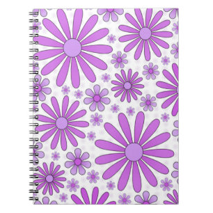 Lila Blumen-Power-Notizbuch im Weiß Notizblock