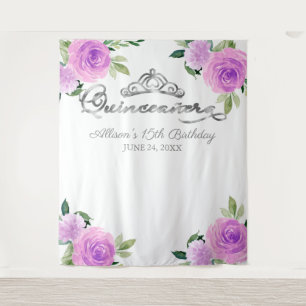 Lila Blumen-Quinceanera-Kulisse Wandteppich