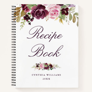 Lila Blumen Recipe Book Notizbuch