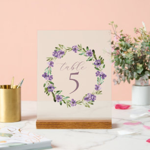 Lila Blumen Romantische Kalligrafie Hochzeit Acrylschild
