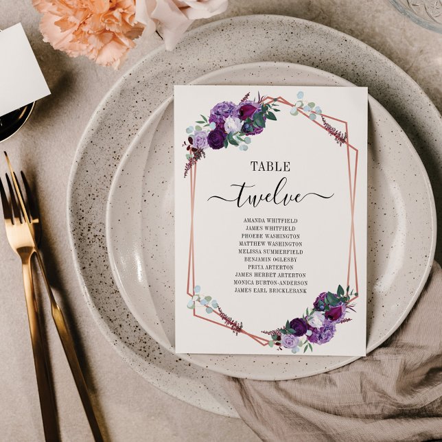 Lila Blumen-Rose Gold-Rahmen-Hochzeitskarte Einladung (Von Creator hochgeladen)