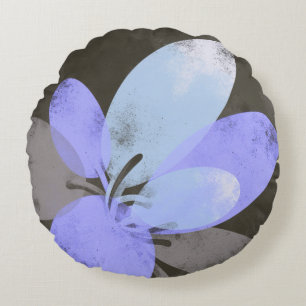 Lila Blumen-Rundkissen – Moderne Minimalblume Rundes Kissen