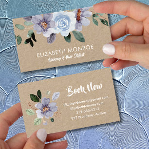 Lila Blumen Salon Makup Haar Treppe Visitenkarte