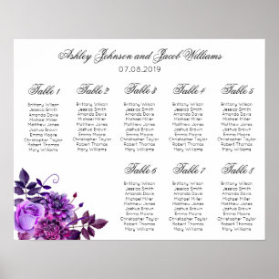 Lila Blumen Sitzplan Druck. Florale Hochzeit Poster