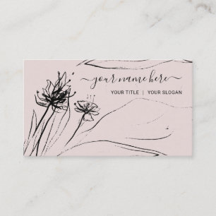 Lila Blumen Skizze Elegant handgezeichnet Papier Visitenkarte