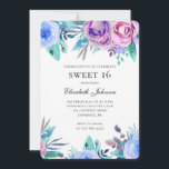 Lila Blumen süß 16. Blauer Blumenstrauß 16. Geburt Einladung<br><div class="desc">Bitte kontaktieren Sie mich,  wenn Sie zusätzliche Artikel benötigen.</div>