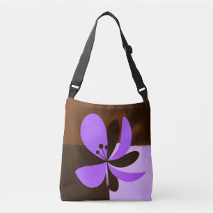 Lila Blumen-Tasche – Kühnes modernes Blumendesign Tragetaschen Mit Langen Trägern