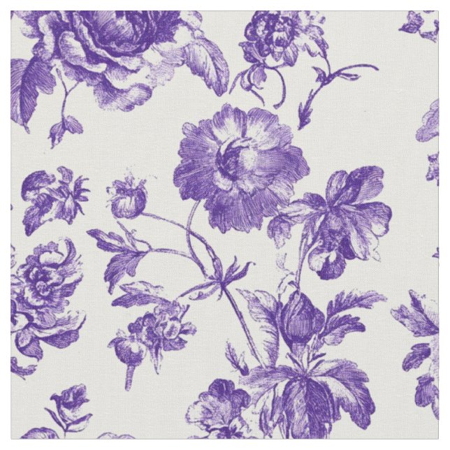 Lila Blumen-Toile-Muster Stoff (Nahaufnahme)