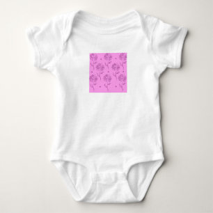 Lila Blumen Umriss Muster Baby Strampler