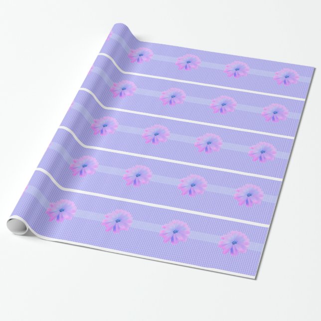 Lila Blumen und Scroll Muster Geschenkpapier (Ungerollt)