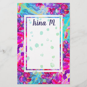 Lila Blumen und Türkis Petals Fantasy Briefpapier