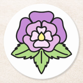 Lila-Blumen-Untersetzer Runder Pappuntersetzer