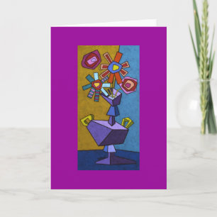 Lila Blumen-Vase Karte