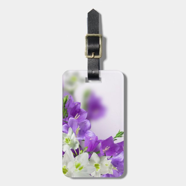 Lila Blumen vertikal Gepäckanhänger (Vorderseite vertikal)