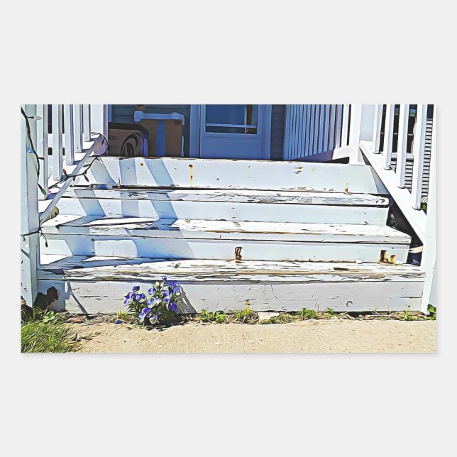 Lila Blumen Vintage Treppen Sticker (Vorderseite)
