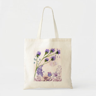 Lila Blumen-Wasserfarben-Leinen-Tasche Lavendel Tragetasche