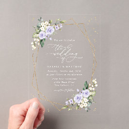 Lila Blumen, weiße Blume, Boho, Hochzeit Acryleinladungen