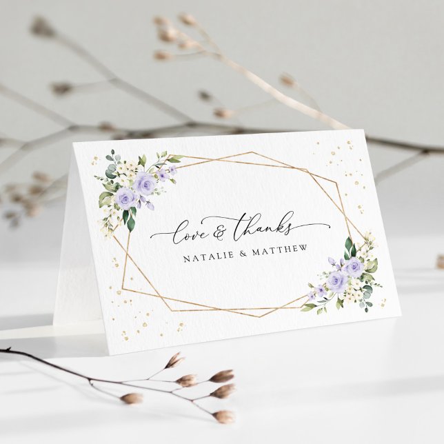 Lila Blumen, weiße Blume, Boho, Hochzeit Dankeskarte (Von Creator hochgeladen)