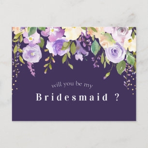 lila Blumen werden Sie meine Bridesmaid-Karte sein Einladungspostkarte