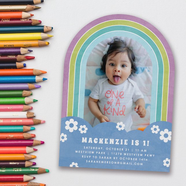 Lila Blumenarmbogen Kindergeburt Einladung (Von Creator hochgeladen)