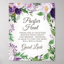 Lila Blumenbaby Dusche Schnuller Hunt Game Poster