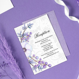 Lila Blumenberries & Damask Wedding Empfang Begleitkarte
