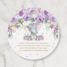 Lila Blumenblume Niedlich Elephant Babydusche Kerz