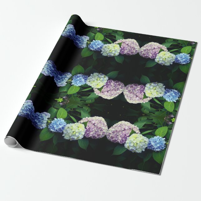 lila blumenblütenblaue Hydrangeas Geschenkpapier (Ungerollt)