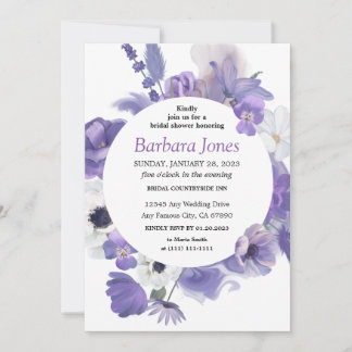 lila Blumenbouquet Bridal Dusche Einladung