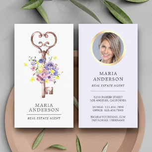 Lila Blumencode Vintager Schlüssel Real Anwesen Ag Visitenkarte