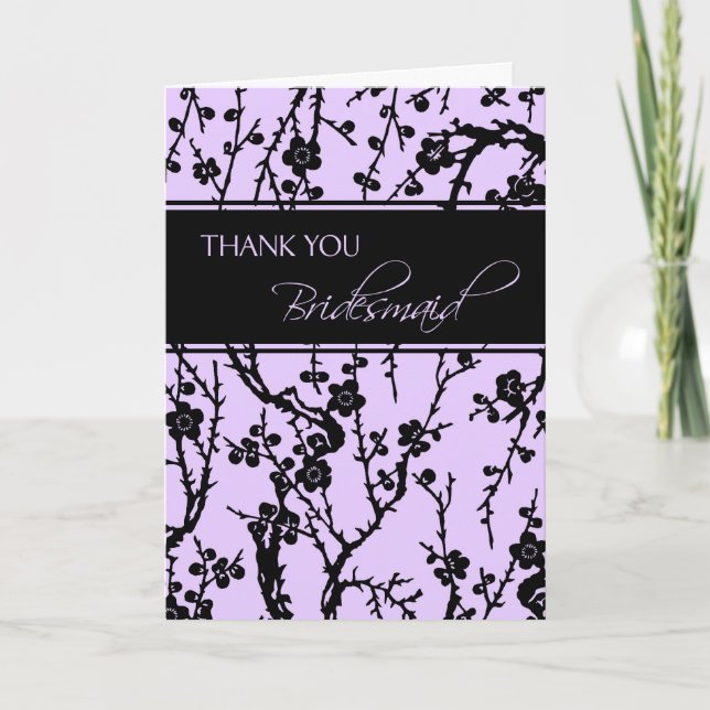Lila Blumendanken Bridesmaid Card Dankeskarte (Vorderseite)