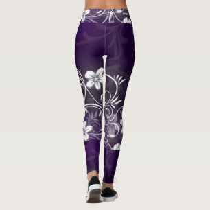 Lila Blumendruck-Leggings Waveline Entwurf Leggings