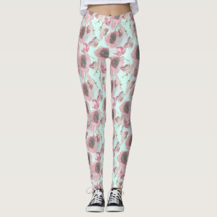 Lila Blumendruckblauer Leggings