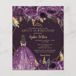 Lila Blumendruckerin Sweet 16 Einladung