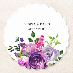 Lila Blumenelegant Hochzeit Untersetzer