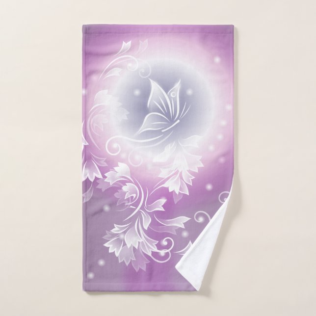 Lila Blumenfantasie Handtuch (Handtuch)