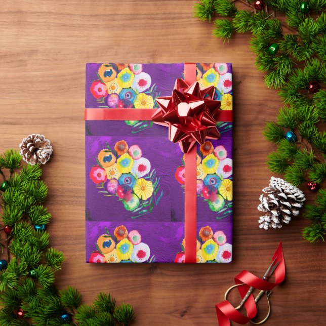 Lila blumenfarbene Blume Geschenkpapier (Feiertagsgeschenk)