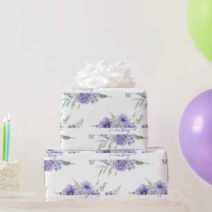 Lila, blumenfarbene personalisierte Verpackung Geschenkpapier