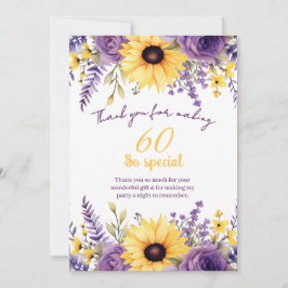 Lila Blumenfeier 60. Geburtstagsfeier Dankeskarte