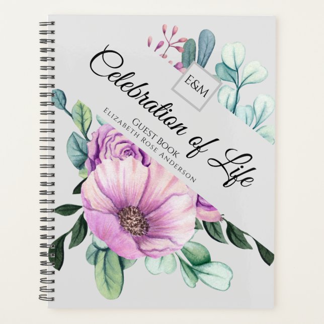Lila Blumenfeier des Life Gast Book Planer (Vorderseite)