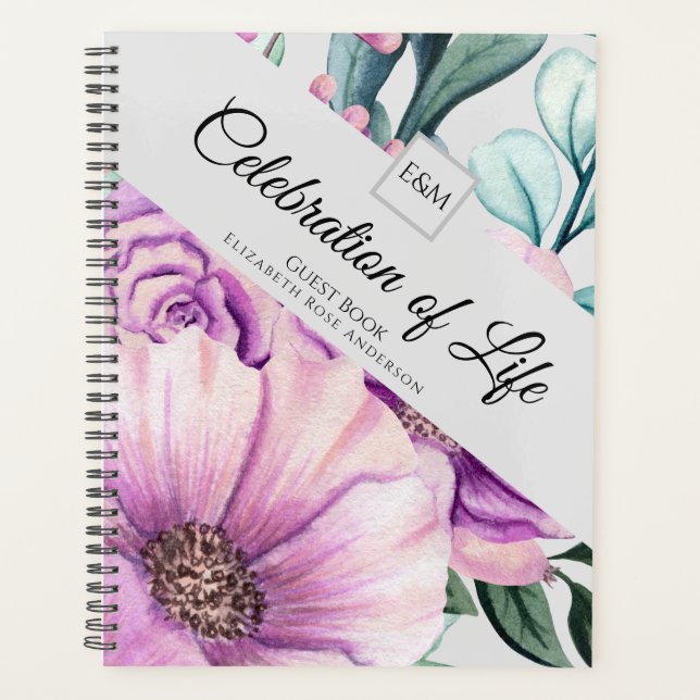 Lila Blumenfeier des Life Gast Book Planer (Vorderseite)
